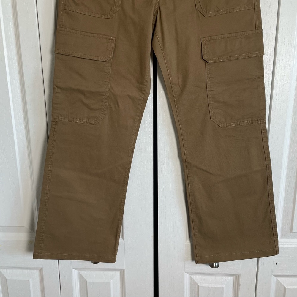 NWOT Sanctuary Loose Cargo Pants Womens 26 Dark Khaki Brown Tan Straight Cotton - Picture 4 of 13